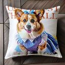 ワンピース コーギー リボン クッションカバー 45×45cm アニマル柄 おしゃれ 可愛い クッション本体付き 正方形 犬ファン