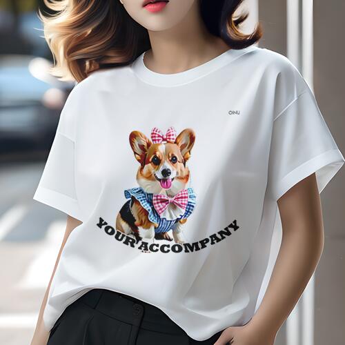 コーギー Tシャツ レディース 犬ファン 半袖 春夏 犬柄 プリント カジュアル かわいい 人間用 個性派 ここだけのデザイン 面白 リボン コーギー 服