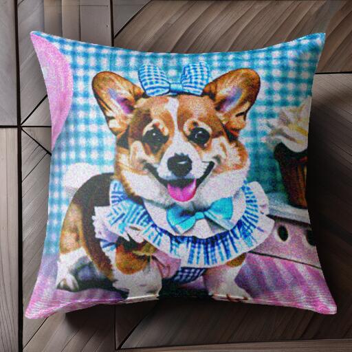 風船 コーギー カップケーキ バースデー クッションカバー 45×45cm アニマル柄 おしゃれ 可愛い クッション本体付き 正方形 犬ファン