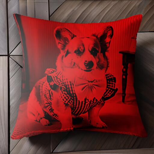 蝶ネクタイ コーギー 衣装 クッションカバー 45×45cm アニマル柄 おしゃれ 可愛い クッション本体付き 正方形 犬ファン