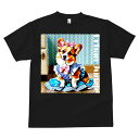 コーギー Tシャツ メンズ キッズ 犬ファン 半袖 春夏 犬柄 プリント カジュアル かわいい 人間用 個性派 ここだけのデザイン 面白 リボン コーギー ワンピース