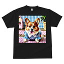 コーギー Tシャツ メンズ キッズ 犬ファン 半袖 春夏 犬柄 プリント カジュアル かわいい 人間用 個性派 ここだけのデザイン 面白 チェック柄 コーギー ワンピース 疑問符