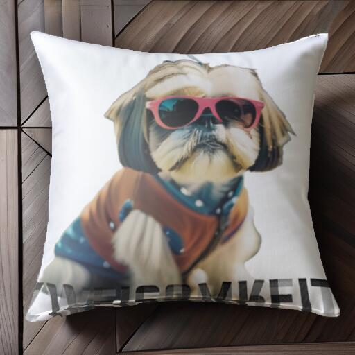 サングラス シーズー クール クッションカバー 45×45cm アニマル柄 おしゃれ 可愛い クッション本体付..