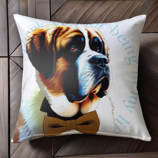 蝶ネクタイ セントバーナード クッションカバー 45×45cm アニマル柄 おしゃれ 可愛い クッション本体付き 正方形 犬ファン