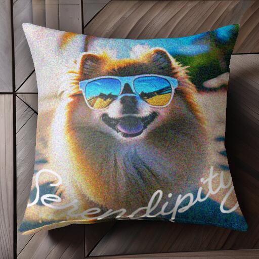 サングラス ポメラニアン ビーチ クッションカバー 45×45cm アニマル柄 おしゃれ 可愛い クッション本体付き 正方形 犬ファン