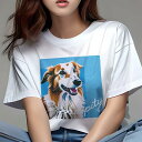 ボーダーコリー Tシャツ レディース 犬ファン 半袖 春夏 犬柄 プリント カジュアル かわいい 人間用 個性派 ここだけのデザイン 面白 犬 ボーダーコリー ペット 動物 可愛い(4)