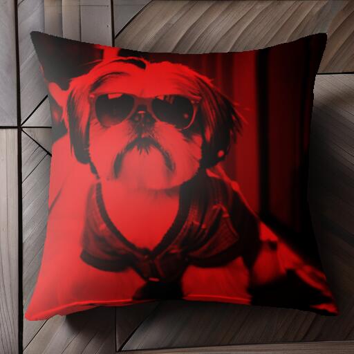 サングラス シーズー 服 クッションカバー 45×45cm アニマル柄 おしゃれ 可愛い クッション本体付き 正..