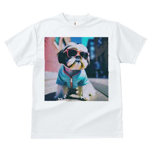 シーズー Tシャツ レディース 犬ファン 半袖 春夏 犬柄 プリント カジュアル かわいい 人間用 個性派 ここだけのデザイン 面白 サングラス シーズー 服