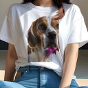 ビーグル Tシャツ レディース 犬ファン 半袖 春夏 犬柄 プリント カジュアル かわいい 人間用 個性派 ここだけのデザイン 面白 ビーグル(4)