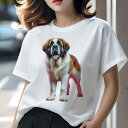 セントバーナード Tシャツ レディース 犬ファン 半袖 春夏 犬柄 プリント カジュアル かわいい 人間用 個性派 ここだけのデザイン 面白 セントバーナード(4)