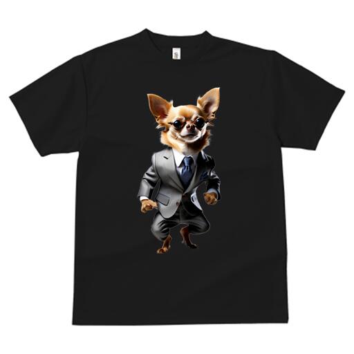 チワワ Tシャツ メンズ キッズ 犬ファン 半袖 春夏 犬柄 プリント カジュアル かわいい 人間用 個性派 ここだけのデザイン 面白 スーツ チワワ メガネ ビジネス