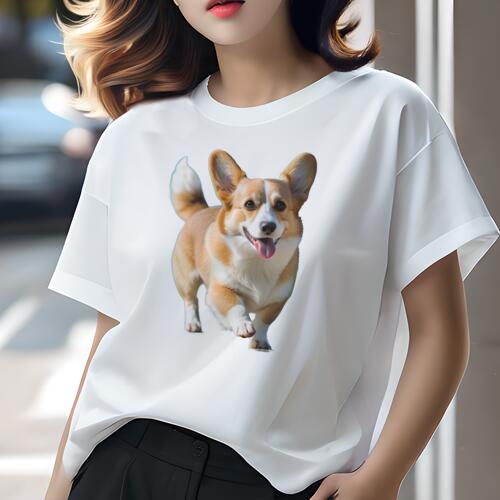 コーギー Tシャツ レディース 犬ファン 半袖 春夏 犬柄 プリント カジュアル かわいい 人間用 個性派 ここだけのデザイン 面白 イヌ コーギー ペット 動物 かわいい