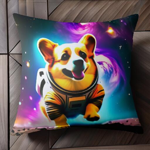 宇宙 コーギー スペース 宇宙服 星 クッションカバー 45×45cm アニマル柄 おしゃれ 可愛い クッション本体付き 正方形 犬ファン