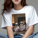 シーズー Tシャツ レディース 犬ファン 半袖 春夏 犬柄 プリント カジュアル かわいい 人間用 個性派 ここだけのデザイン 面白 暖炉 シーズー キャンドル ブランケット