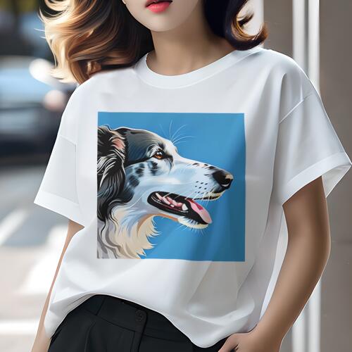 ボーダーコリー Tシャツ レディース 犬ファン 半袖 春夏 犬柄 プリント カジュアル かわいい 人間用 個性派 ここだけのデザイン 面白 ボーダーコリー
