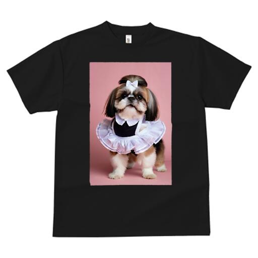 シーズー Tシャツ レディース 犬ファン 半袖 春夏 犬柄 プリント カジュアル かわいい 人間用 個性派 ここだけのデザイン 面白 メイド服 シーズー リボン