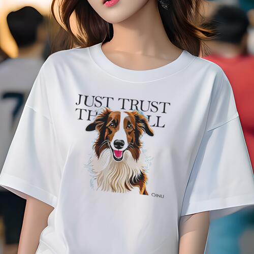 ボーダーコリー Tシャツ レディース 犬ファン 半袖 春夏 犬柄 プリント カジュアル かわいい 人間用 個性派 ここだけのデザイン 面白 犬 ボーダーコリー ペット 動物