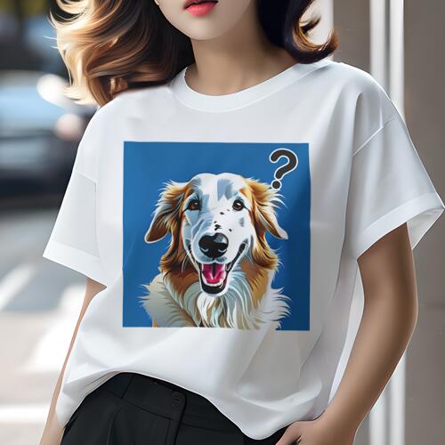 ゴールデンレトリバー Tシャツ レディース 犬ファン 半袖 春夏 犬柄 プリント カジュアル かわいい 人間用 個性派 ここだけのデザイン 面白 疑問符 ゴールデンレトリバー