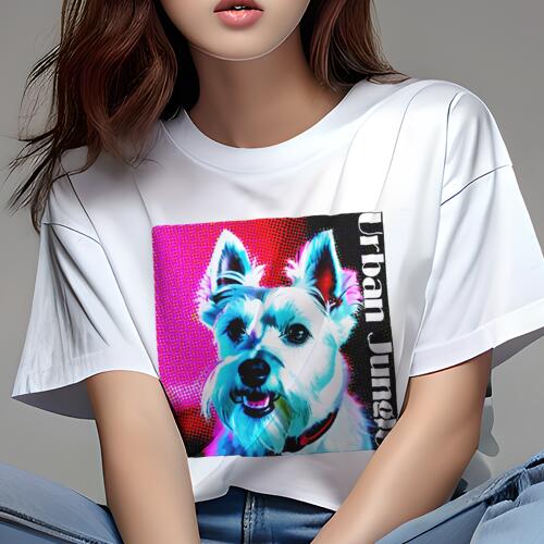 ウエストハイランドホワイトテリア Tシャツ レディース 犬ファン 半袖 春夏 犬柄 プリント カジュアル かわいい 人間用 個性派 ここだけのデザイン 面白 ウエストハイランドホワイトテリア