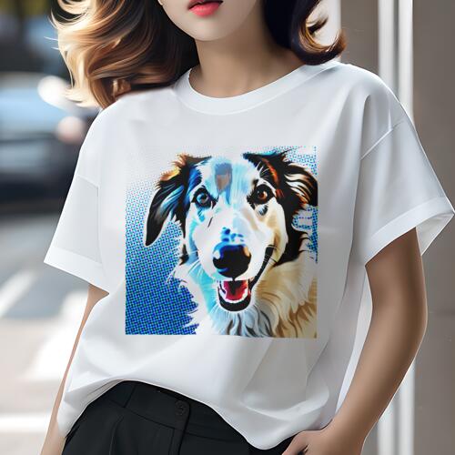 ボーダーコリー Tシャツ レディース 犬ファン 半袖 春夏 犬柄 プリント カジュアル かわいい 人間用 個性派 ここだけのデザイン 面白 ボーダーコリー