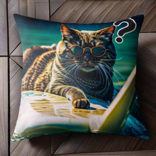 サングラス サーフィン クッションカバー 45×45cm アニマル柄 おしゃれ 可愛い クッション本体付き 正..