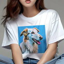 ボルゾイ Tシャツ レディース 犬ファン 半袖 春夏 犬柄 プリント カジュアル かわいい 人間用 個性派 ここだけのデザイン 面白 ボルゾイ(4)