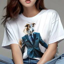 ボルゾイ Tシャツ レディース 犬ファン 半袖 春夏 犬柄 プリント カジュアル かわいい 人間用 個性派 ここだけのデザイン 面白 スーツ ボルゾイ ファッション エレガント スタイル(4)