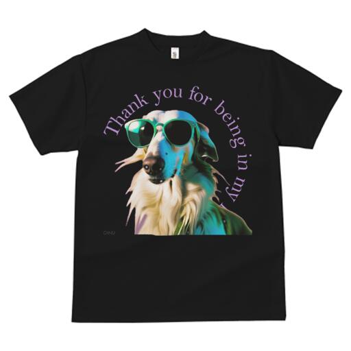 ボルゾイ Tシャツ レディース 犬ファン 半袖 春夏 犬柄 プリント カジュアル かわいい 人間用 個性派 ここだけのデザイン 面白 サングラス ボルゾイ