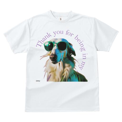 ボルゾイ Tシャツ レディース 犬ファン 半袖 春夏 犬柄 プリント カジュアル かわいい 人間用 個性派 ここだけのデザイン 面白 サングラス ボルゾイ