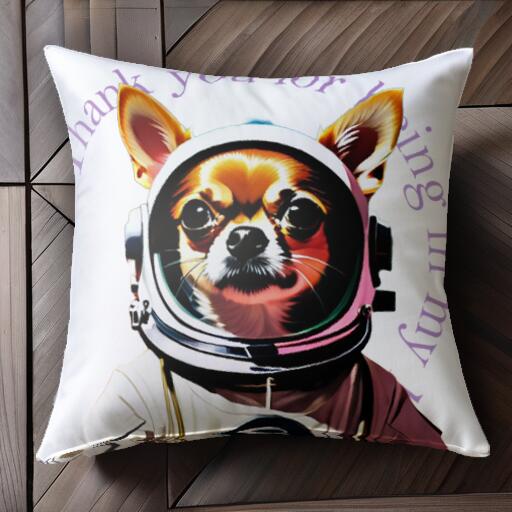 宇宙服 チワワ ヘルメット クッションカバー 45×45cm アニマル柄 おしゃれ 可愛い クッション本体付き 正方形 犬ファン