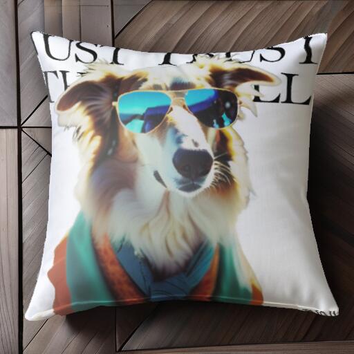 サングラス ボーダーコリー ネクタイ クッションカバー 45×45cm アニマル柄 おしゃれ 可愛い クッション本体付き 正方形 犬ファン
