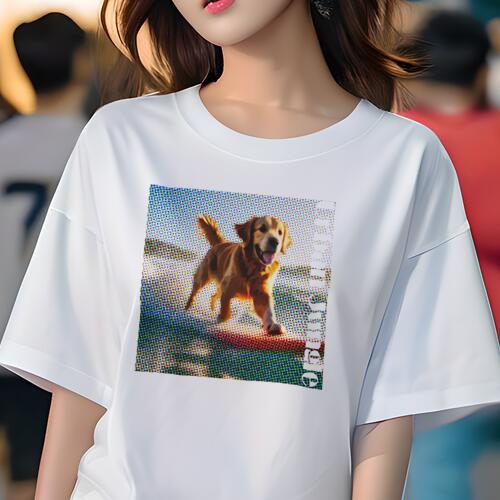 ゴールデンレトリバー Tシャツ レディース 犬ファン 半袖 春夏 犬柄 プリント カジュアル かわいい 人間用 個性派 ここだけのデザイン 面白 ゴールデンレトリバー(4)