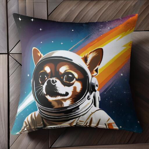 宇宙 チワワ 宇宙飛行士 スペース クッションカバー 45×45cm アニマル柄 おしゃれ 可愛い クッション本..