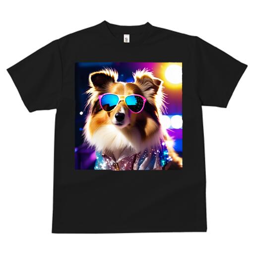 楽天フロントップ楽天市場店シェットランドシープドッグ Tシャツ メンズ キッズ 犬ファン 半袖 春夏 犬柄 プリント カジュアル かわいい 人間用 個性派 ここだけのデザイン 面白 サングラス シェットランドシープドッグ パーティー キラキラ