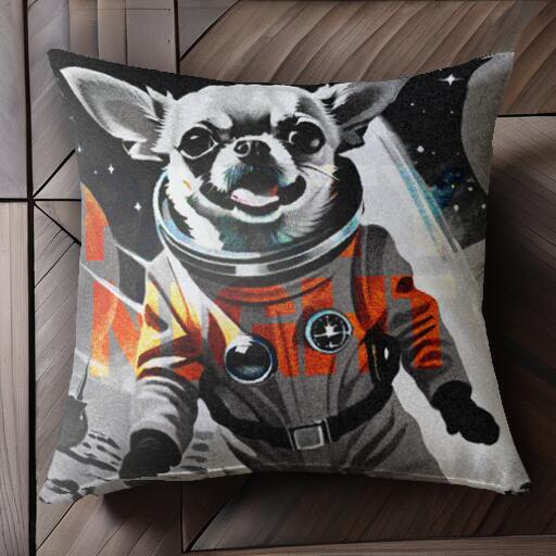 宇宙 チワワ 宇宙服 惑星 星 クッションカバー 45×45cm アニマル柄 おしゃれ 可愛い クッション本体付き 正方形 犬ファン