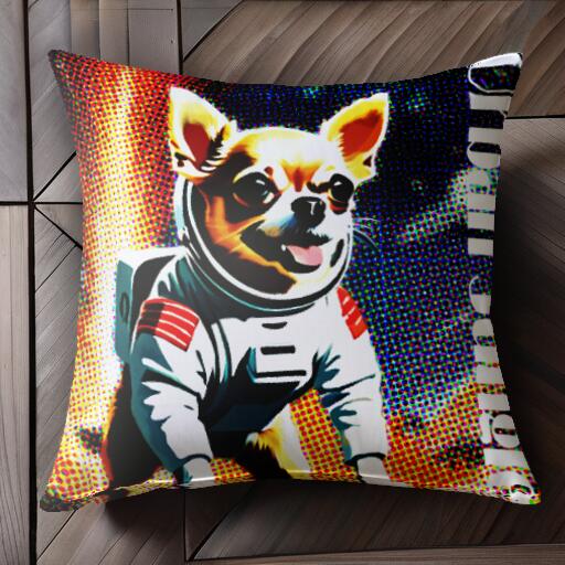 宇宙飛行士 チワワ 宇宙服 クッションカバー 45×45cm アニマル柄 おしゃれ 可愛い クッション本体付き ..