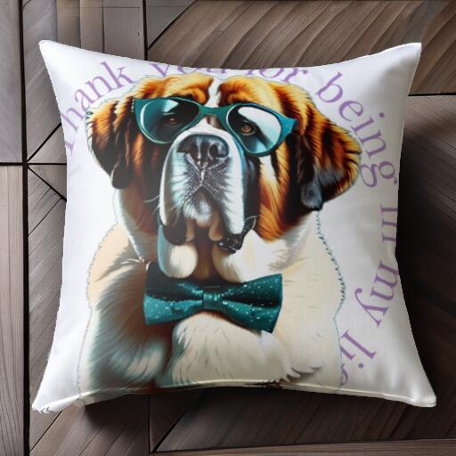 蝶ネクタイ セントバーナード メガネ クッションカバー 45×45cm アニマル柄 おしゃれ 可愛い クッショ..