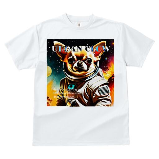 チワワ Tシャツ レディース 犬ファン 半袖 春夏 犬柄 プリント カジュアル かわいい 人間用 個性派 ここだけのデザイン 面白 宇宙飛行士 チワワ 宇宙
