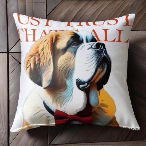 蝶ネクタイ セントバーナード クッションカバー 45×45cm アニマル柄 おしゃれ 可愛い クッション本体付き 正方形 犬ファン