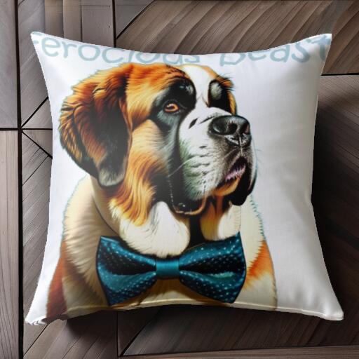 蝶ネクタイ セントバーナード クッションカバー 45×45cm アニマル柄 おしゃれ 可愛い クッション本体付..