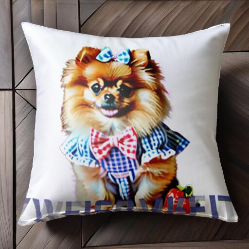 Tシャツ ポメラニアン クッションカバー 45×45cm アニマル柄 おしゃれ 可愛い クッション本体付き 正方形 犬ファン