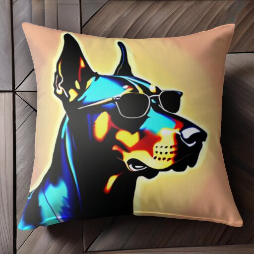 サングラス ドーベルマン クッションカバー 45×45cm アニマル柄 おしゃれ 可愛い クッション本体付き ..