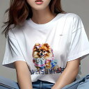ポメラニアン Tシャツ レディース 犬ファン 半袖 春夏 犬柄 プリント カジュアル かわいい 人間用 個性派 ここだけのデザイン 面白 リボン ポメラニアン ワンピース いちご