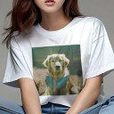 ゴールデンレトリバー Tシャツ レディース 犬ファン 半袖 春夏 犬柄 プリント カジュアル かわいい 人間用 個性派 ここだけのデザイン 面白 ライフジャケット ゴールデンレトリバー