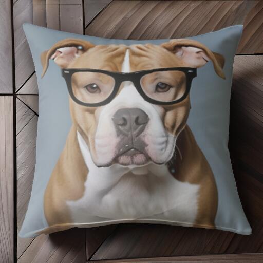 メガネ アメリカンピットブルテリア クッションカバー 45×45cm アニマル柄 おしゃれ 可愛い クッション..