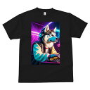 シベリアンハスキー Tシャツ メンズ キッズ 犬ファン 半袖 春夏 犬柄 プリント カジュアル かわいい 人間用 個性派 ここだけのデザイン 面白 ヘッドホン シベリアンハスキー ネオン ジャケット