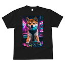 柴犬 Tシャツ メンズ キッズ 犬ファン 半袖 春夏 犬柄 プリント カジュアル かわいい 人間用 個性派 ここだけのデザイン 面白 DJ 柴犬 ヘッドホン 音楽 クラブ ネオン