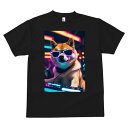 柴犬 Tシャツ メンズ キッズ 犬ファン 半袖 春夏 犬柄 プリント カジュアル かわいい 人間用 個性派 ここだけのデザイン 面白 サングラス 柴犬 ネオン DJ ヘッドホン