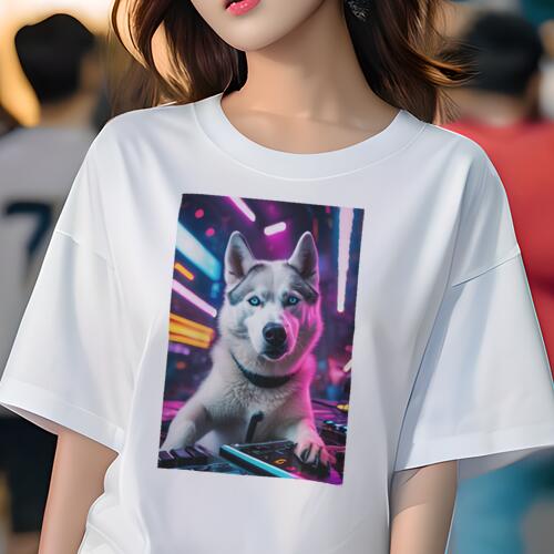 シベリアンハスキー Tシャツ レディース 犬ファン 半袖 春夏 犬柄 プリント カジュアル かわいい 人間..