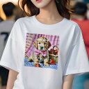 ゴールデンレトリバー Tシャツ レディース 犬ファン 半袖 春夏 犬柄 プリント カジュアル かわいい 人間用 個性派 ここだけのデザイン 面白 イチゴ ゴールデンレトリバー バスケット 蝶ネクタイ チェック柄